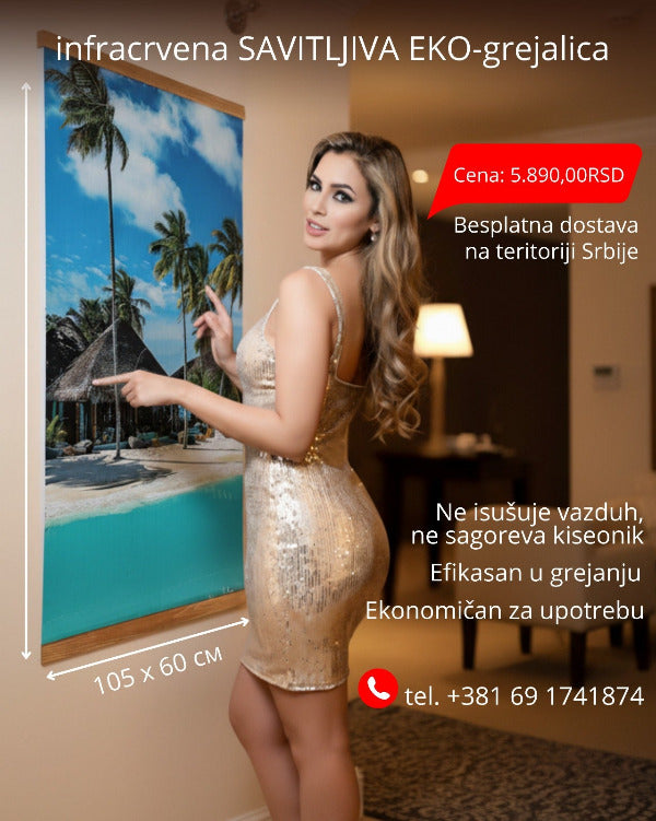EKO grejalica motiv LAGUNA. SAVITLJIVA zidna grejalica u obliku slika