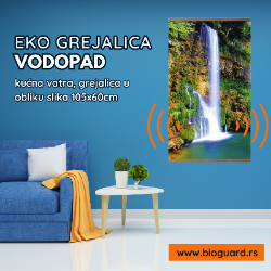 „Kućna vatra“ infracrvena zidna savitljiva grejalica u obliku slika 105 x 60 cm motiv VODOPAD. Zidna grejalica maksimalne snage 500W. Slika koja greje.